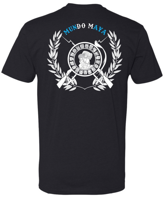 Black mundo maya logo t shirt